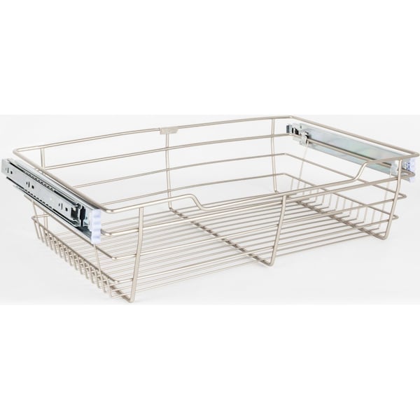 Hardware Resources Satin Nickel Closet Pullout Basket with Slides 16"Dx17"Wx6"H POB1-16176SN - main